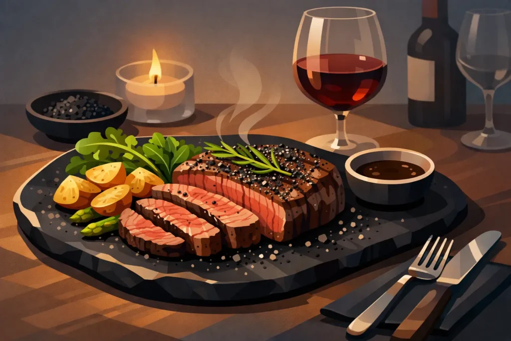 Black Salt Ribeye Dinner Experience Example